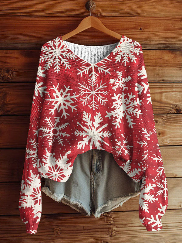 AutumnWinter V-Neck Loose 3D Knitted Sweater For Women