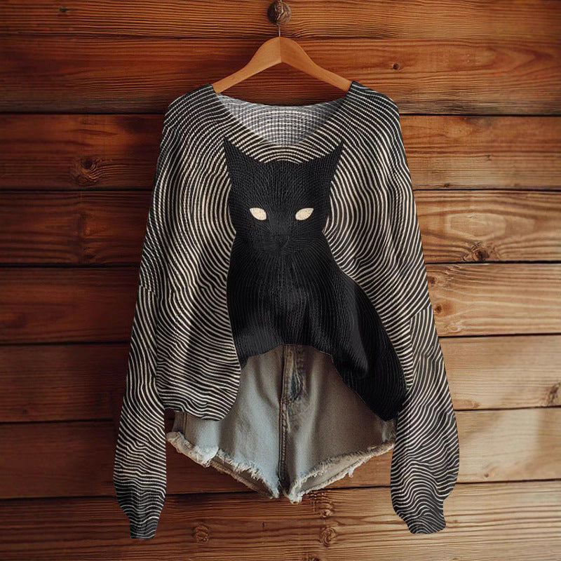 AutumnWinter V-Neck Loose 3D Knitted Sweater For Women