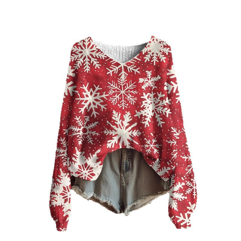 AutumnWinter V-Neck Loose 3D Knitted Sweater For Women